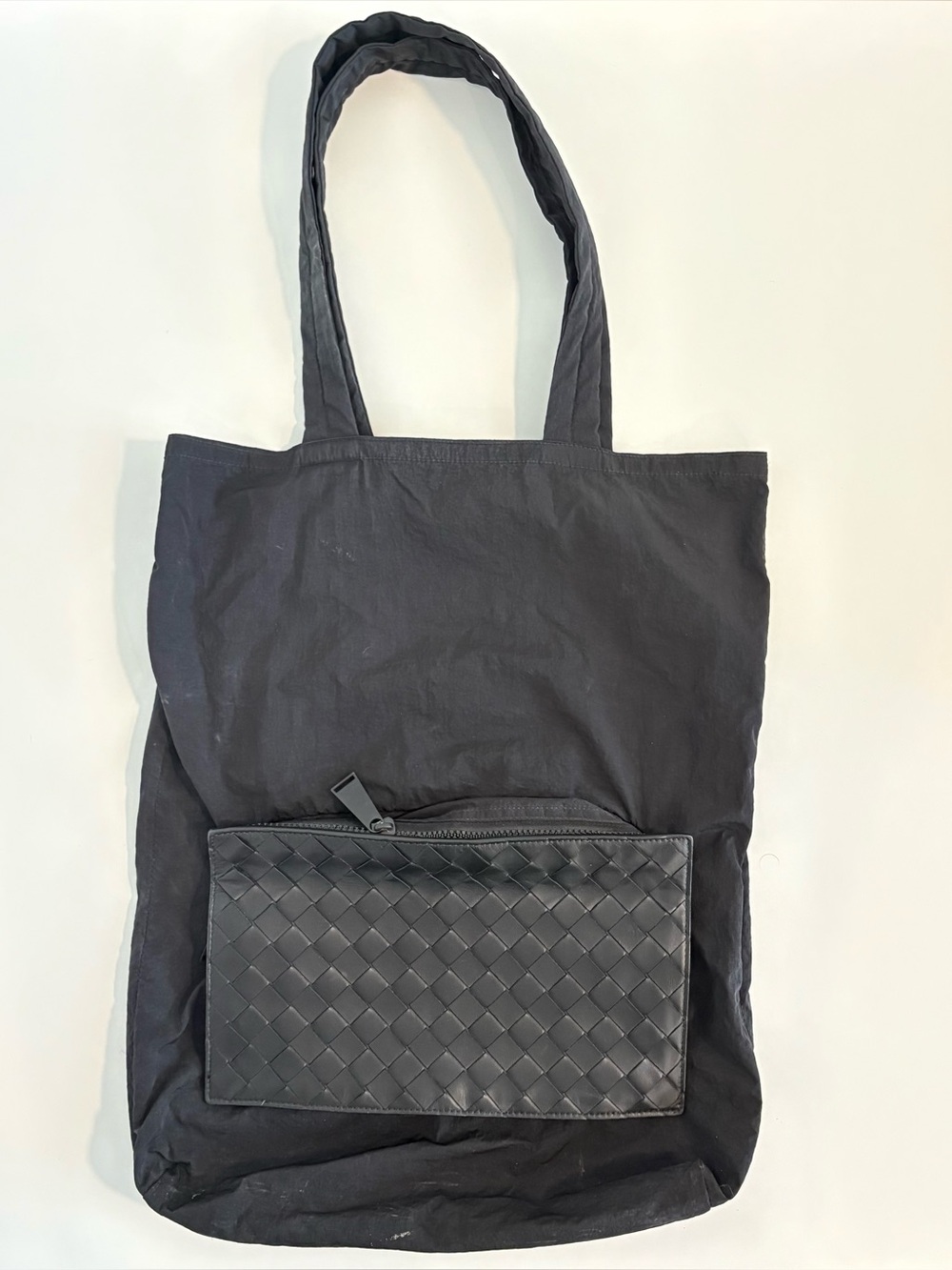 Bottega Veneta Nylon Intrecciato Trim Tote